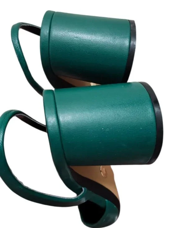 ZARA Green Leather Slingback Heels Gold Medallion Block Heel Women’s EU 41 US 10 - Picture 12 of 15